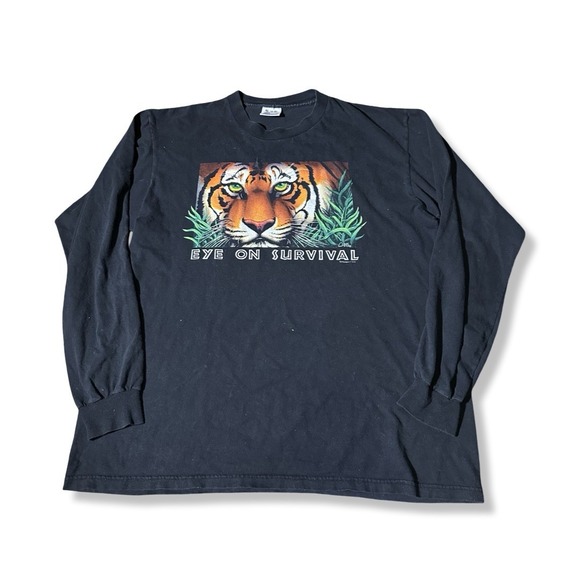 American Vintage Other - Vintage 90s Human-i-Tees Eye on Survival Tiger Graphic T-Shirt Size XL USA